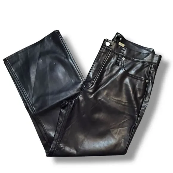 J.Crew Faux Leather Black Boot Leg Cut Pants Women’s Size 30/10 NWT - Picture 2 of 8
